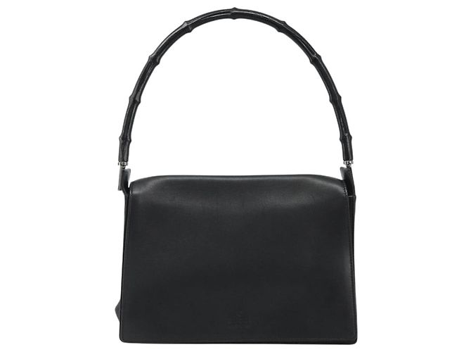 Borsa a Spalla GUCCI Bamboo in Pelle Nera Argento Auth 187466V Nero - vista 13