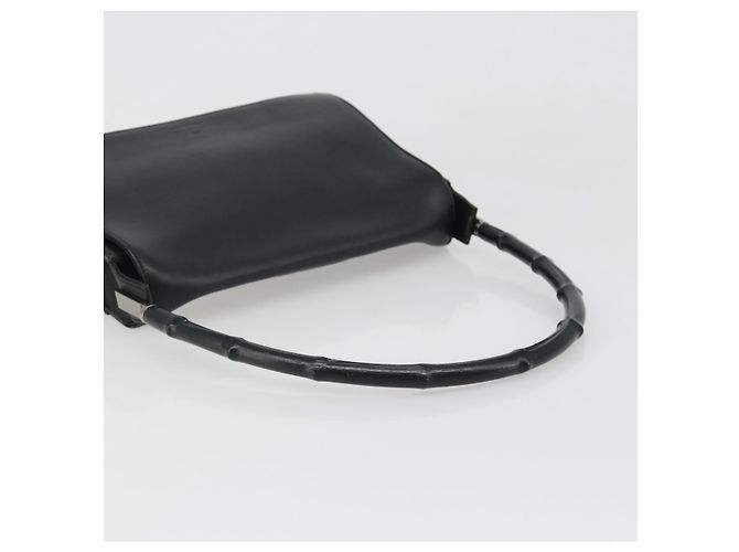 Borsa a Spalla GUCCI Bamboo in Pelle Nera Argento Auth 187466V Nero - vista 7