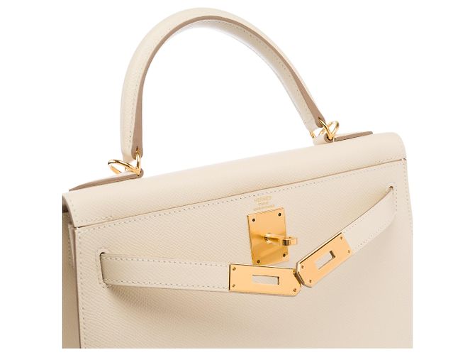 Hermès Borsa HERMES Kelly 28 in Pelle Bianca - 103686 Bianco - vista 7