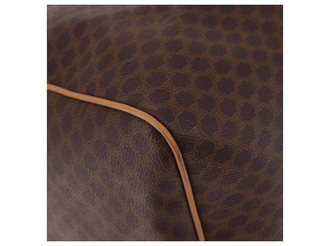 Céline Borsa Boston CELINE in Tela Macadam PVC Pelle Marrone Oro Auth fm5376 D'oro - vista 14