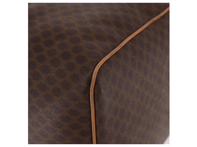 Céline Borsa Boston CELINE in Tela Macadam PVC Pelle Marrone Oro Auth fm5376 D'oro - vista 15