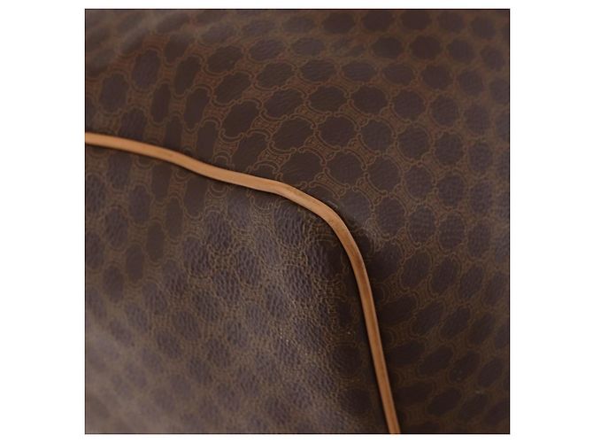 Céline Borsa Boston CELINE in Tela Macadam PVC Pelle Marrone Oro Auth fm5376 D'oro - vista 16