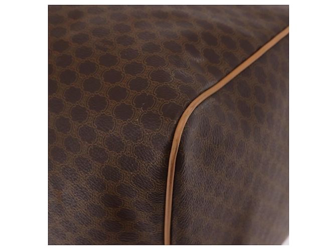 Céline Borsa Boston CELINE in Tela Macadam PVC Pelle Marrone Oro Auth fm5376 D'oro - vista 17