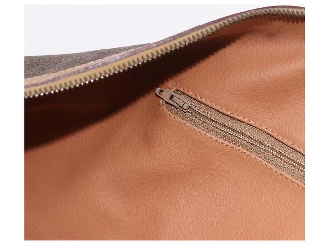 Céline Borsa Boston CELINE in Tela Macadam PVC Pelle Marrone Oro Auth fm5376 D'oro - vista 20