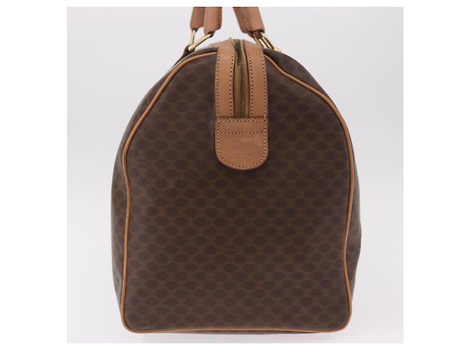 Céline Borsa Boston CELINE in Tela Macadam PVC Pelle Marrone Oro Auth fm5376 D'oro - vista 3