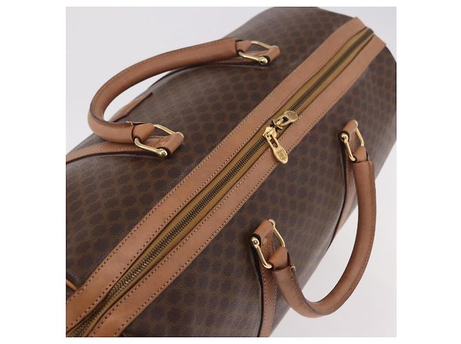 Céline Borsa Boston CELINE in Tela Macadam PVC Pelle Marrone Oro Auth fm5376 D'oro - vista 6