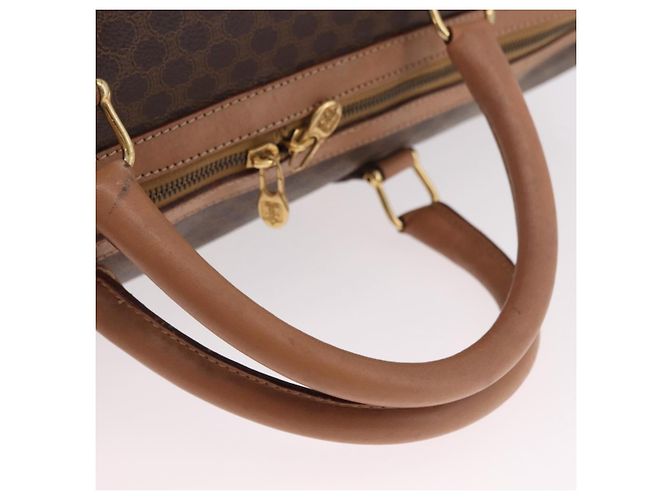Céline Borsa Boston CELINE in Tela Macadam PVC Pelle Marrone Oro Auth fm5376 D'oro - vista 7