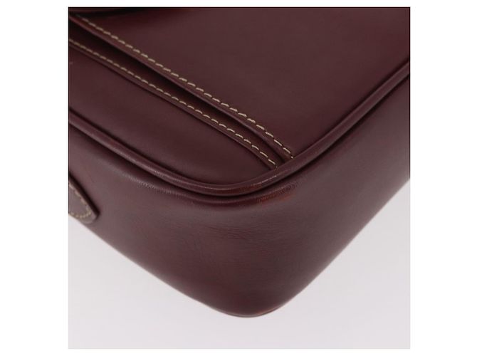 Borsa a tracolla CARTIER Must Line Pelle Bordeaux Oro Auth ka4870 D'oro Bordò - vista 10