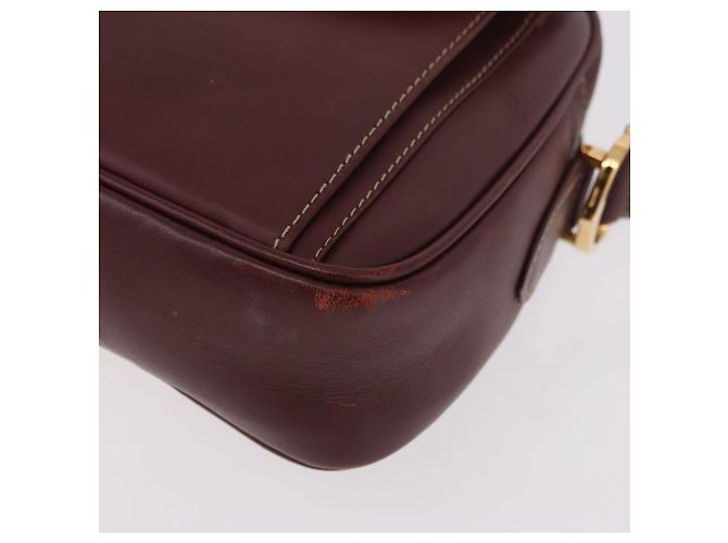 Borsa a tracolla CARTIER Must Line Pelle Bordeaux Oro Auth ka4870 D'oro Bordò - vista 11