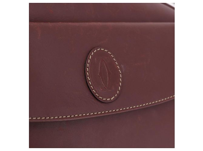 Borsa a tracolla CARTIER Must Line Pelle Bordeaux Oro Auth ka4870 D'oro Bordò - vista 15