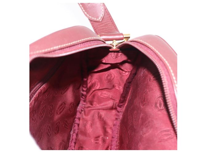 Borsa a tracolla CARTIER Must Line Pelle Bordeaux Oro Auth ka4870 D'oro Bordò - vista 18
