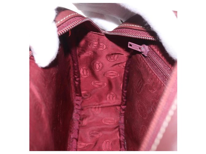 Borsa a tracolla CARTIER Must Line Pelle Bordeaux Oro Auth ka4870 D'oro Bordò - vista 19