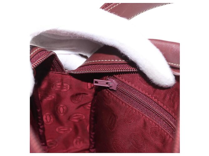 Borsa a tracolla CARTIER Must Line Pelle Bordeaux Oro Auth ka4870 D'oro Bordò - vista 20