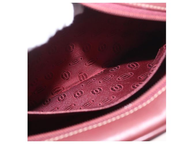 Borsa a tracolla CARTIER Must Line Pelle Bordeaux Oro Auth ka4870 D'oro Bordò - vista 21