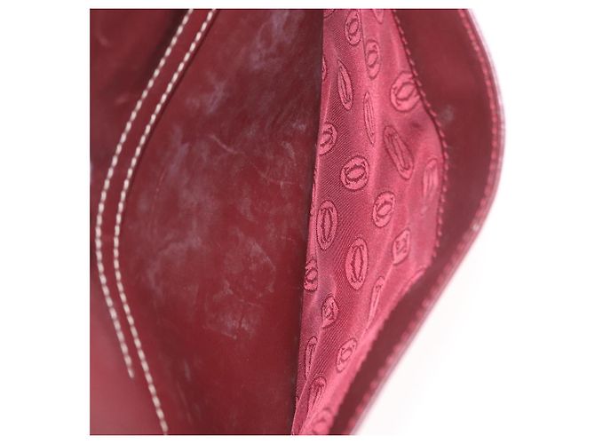 Borsa a tracolla CARTIER Must Line Pelle Bordeaux Oro Auth ka4870 D'oro Bordò - vista 22