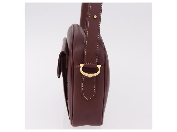 Borsa a tracolla CARTIER Must Line Pelle Bordeaux Oro Auth ka4870 D'oro Bordò - vista 4