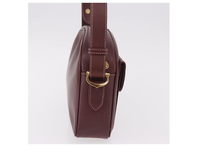 Borsa a tracolla CARTIER Must Line Pelle Bordeaux Oro Auth ka4870 D'oro Bordò - vista 5
