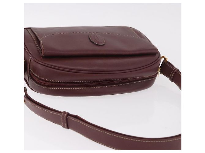 Borsa a tracolla CARTIER Must Line Pelle Bordeaux Oro Auth ka4870 D'oro Bordò - vista 6