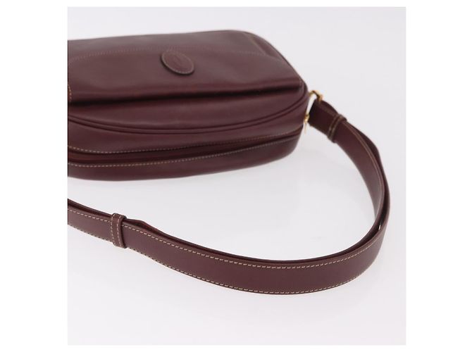 Borsa a tracolla CARTIER Must Line Pelle Bordeaux Oro Auth ka4870 D'oro Bordò - vista 7