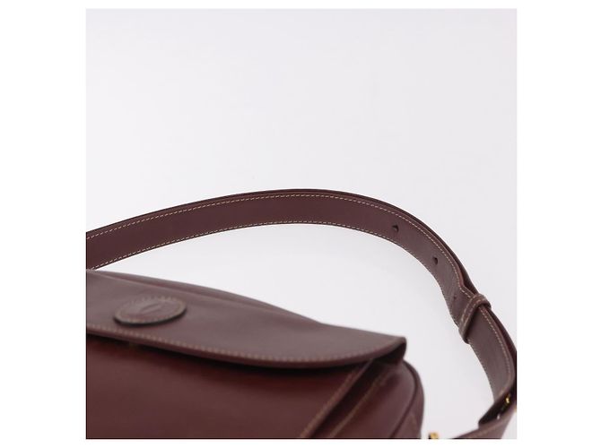 Borsa a tracolla CARTIER Must Line Pelle Bordeaux Oro Auth ka4870 D'oro Bordò - vista 8