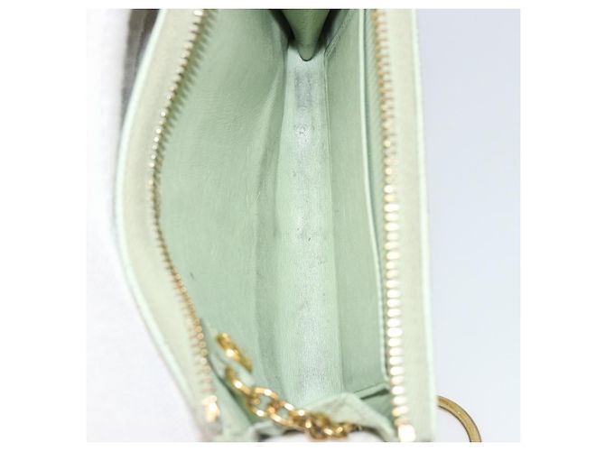 Monedero PRADA de piel Saffiano Verde Menta Oro Auth 187154 Dorado - vista 10