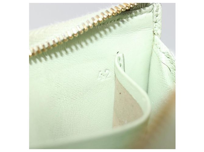 Monedero PRADA de piel Saffiano Verde Menta Oro Auth 187154 Dorado - vista 11