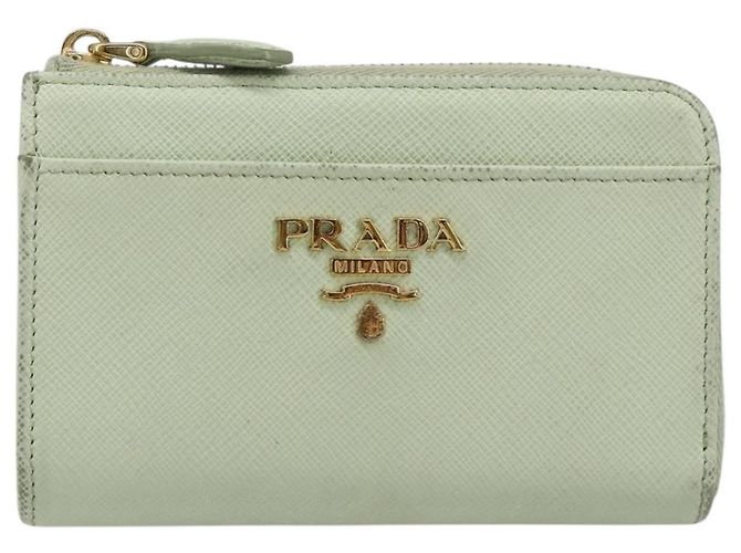 Monedero PRADA de piel Saffiano Verde Menta Oro Auth 187154 Dorado - vista 13