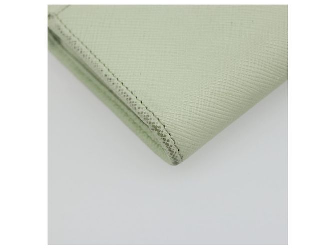 Monedero PRADA de piel Saffiano Verde Menta Oro Auth 187154 Dorado - vista 14