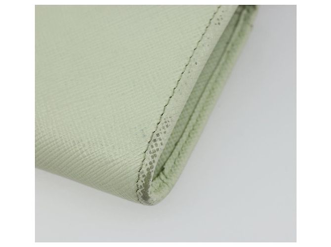 Monedero PRADA de piel Saffiano Verde Menta Oro Auth 187154 Dorado - vista 15