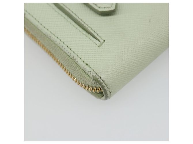 Monedero PRADA de piel Saffiano Verde Menta Oro Auth 187154 Dorado - vista 16