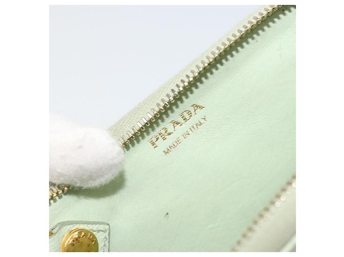 Monedero PRADA de piel Saffiano Verde Menta Oro Auth 187154 Dorado - vista 18