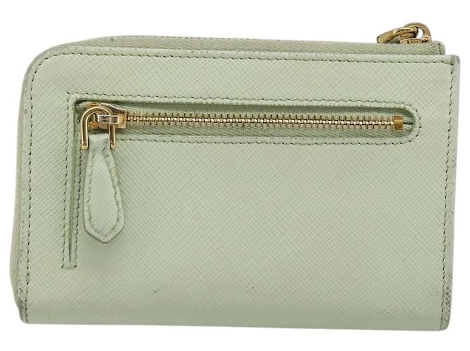 Monedero PRADA de piel Saffiano Verde Menta Oro Auth 187154 Dorado - vista 2