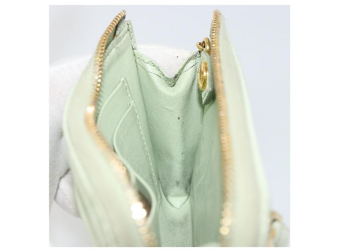 Monedero PRADA de piel Saffiano Verde Menta Oro Auth 187154 Dorado - vista 20