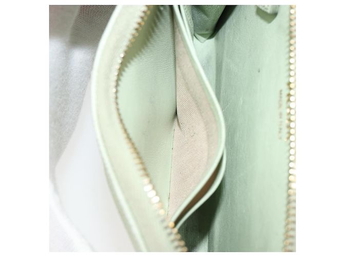 Monedero PRADA de piel Saffiano Verde Menta Oro Auth 187154 Dorado - vista 21