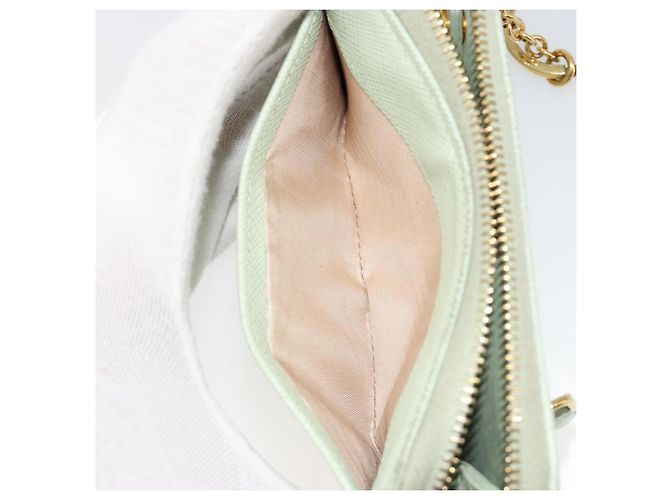 Monedero PRADA de piel Saffiano Verde Menta Oro Auth 187154 Dorado - vista 22