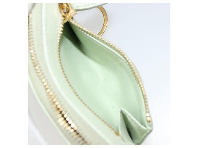 Monedero PRADA de piel Saffiano Verde Menta Oro Auth 187154 Dorado - vista 23