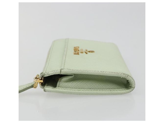 Monedero PRADA de piel Saffiano Verde Menta Oro Auth 187154 Dorado - vista 4