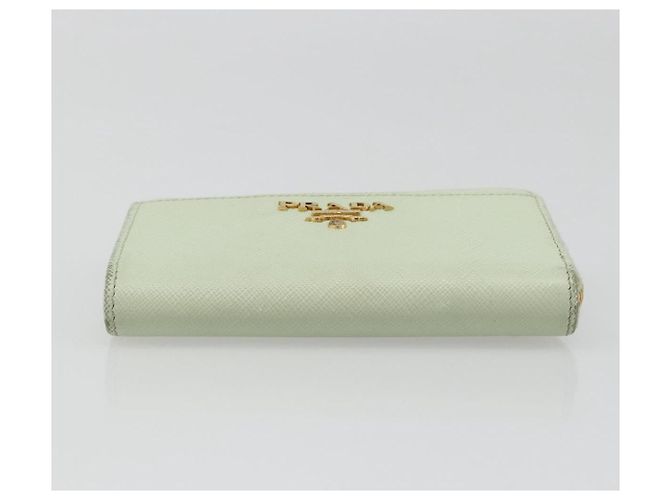 Monedero PRADA de piel Saffiano Verde Menta Oro Auth 187154 Dorado - vista 6