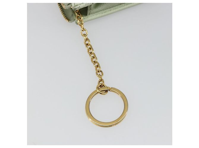 Monedero PRADA de piel Saffiano Verde Menta Oro Auth 187154 Dorado - vista 8