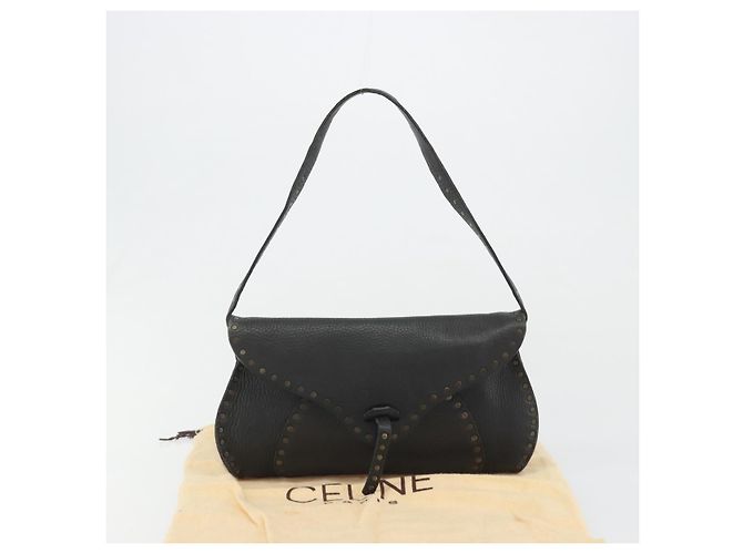 Céline Borsa a Spalla CELINE in Pelle Nera Auth 188867V Nero - vista 12