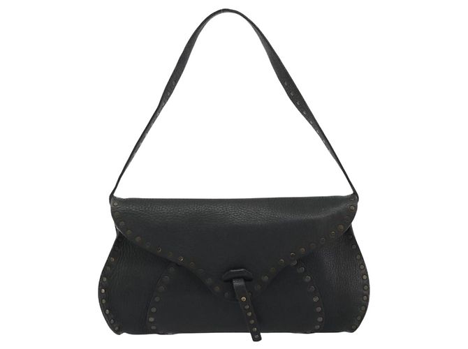 Céline Borsa a Spalla CELINE in Pelle Nera Auth 188867V Nero - vista 13