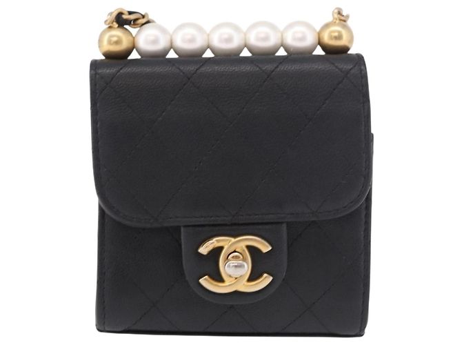 CHANEL Matelasse Chain Shoulder Bag Lamb Skin Black Gold CC Auth 187256SAM Preto Dourado - vista 13