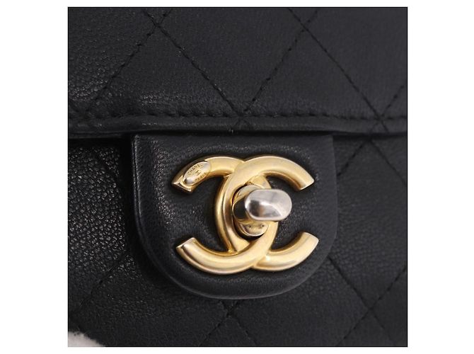 CHANEL Matelasse Chain Shoulder Bag Lamb Skin Black Gold CC Auth 187256SAM Preto Dourado - vista 18