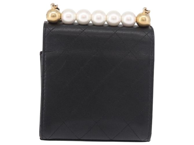 CHANEL Matelasse Chain Shoulder Bag Lamb Skin Black Gold CC Auth 187256SAM Preto Dourado - vista 2