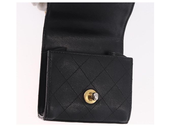 CHANEL Matelasse Chain Shoulder Bag Lamb Skin Black Gold CC Auth 187256SAM Preto Dourado - vista 21