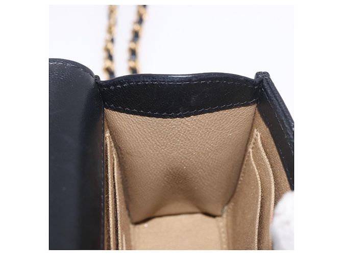 CHANEL Matelasse Chain Shoulder Bag Lamb Skin Black Gold CC Auth 187256SAM Preto Dourado - vista 23