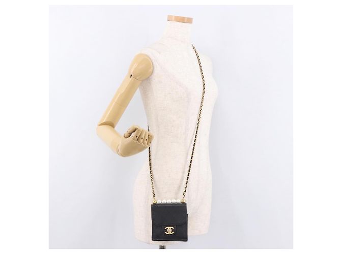 CHANEL Matelasse Chain Shoulder Bag Lamb Skin Black Gold CC Auth 187256SAM Preto Dourado - vista 27