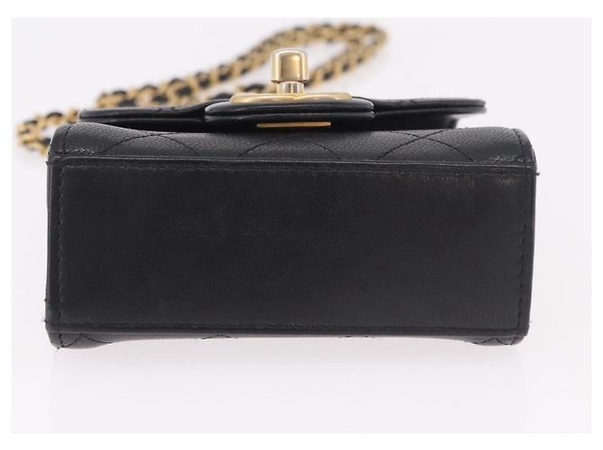 CHANEL Matelasse Chain Shoulder Bag Lamb Skin Black Gold CC Auth 187256SAM Preto Dourado - vista 5