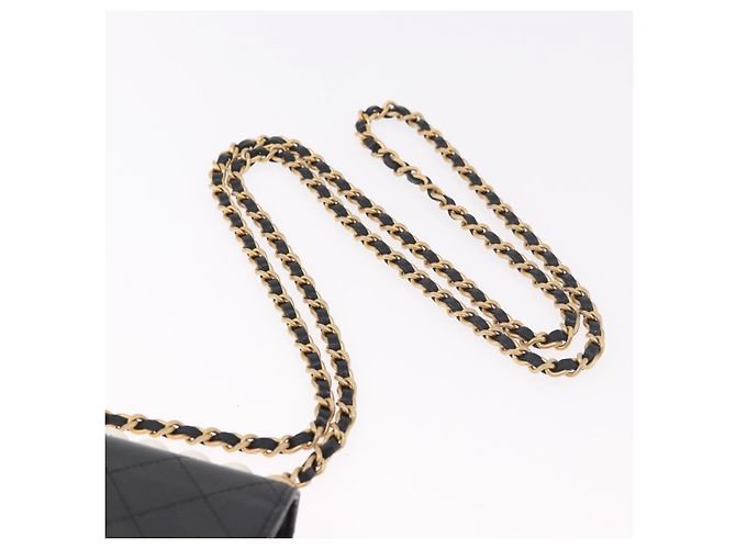 CHANEL Matelasse Chain Shoulder Bag Lamb Skin Black Gold CC Auth 187256SAM Preto Dourado - vista 8