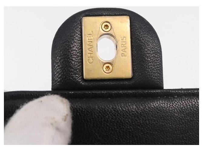 CHANEL Matelasse Chain Shoulder Bag Lamb Skin Black Gold CC Auth 187256SAM Preto Dourado - vista 9
